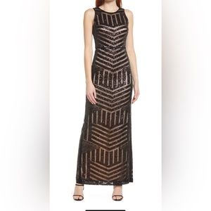 Vince Camuto black beaded gown